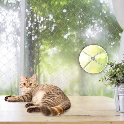 Produktbild von Fiqops Katzennetz Sonstiges Katzenzubehör Katzen wetterfest Katzenschutznetz Gartenschutz Balkonnetz 3x8m
