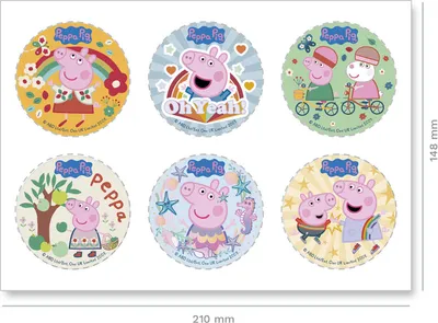 Obrázok produktu pre Jedlé ozdoby na cupcake Peppa Wutz, okrúhle, 5,8 cm, na zdobenie narodeninových tort