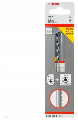 Obrázok produktu pre Bosch CYL-5, Vŕtačka, 5 mm, 100 mm, Umelý kameň, Betón, Vápenec, Murivo, Prírodný kameň, 5 cm, Valcový koniec