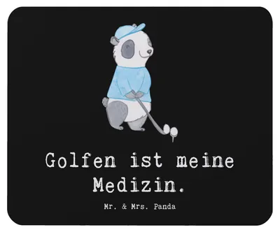 Produktbild von Mr. & Mrs. Panda Mauspad Panda Golfen - Schwarz - Geschenk, pc, mousematte, laptop mousepad, Golf spielen, Verein, Golfturnier, Golfplatz, Mouse Pad