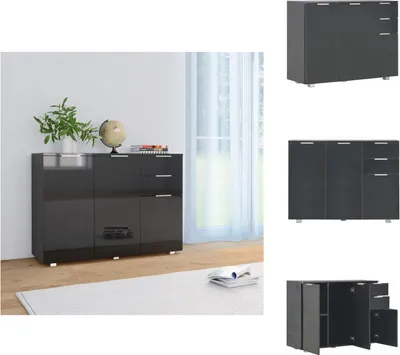 Produktbild von vidaXL Sideboard Hochglanz-Schwarz 107x35x80,5 cm -  Sideboards