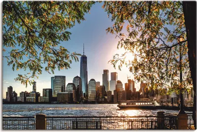 Produktbild von ARTland Leinwandbild Sonnenaufgang über New York Größe: 30x20 cm