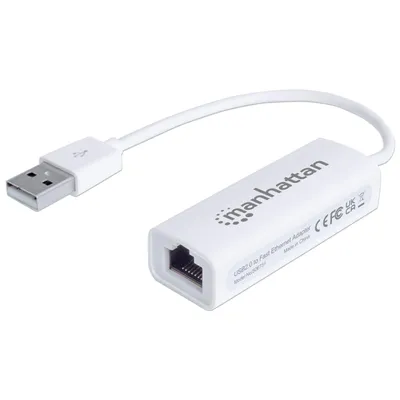 Produktbild von MANHATTAN USB Adapter USB 2.0 -> RJ45 Fast Ethernet    weiß