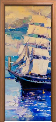 Produktbild von Türposter 80x200 cm Türaufkleber Türtapete Türfolie Klebefolie Meereslandschaft Schiff segelt Meer