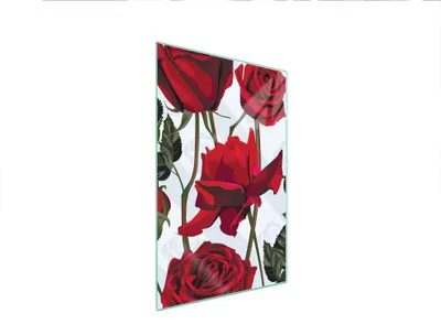 Produktbild von Herdabdeckplatte 35x52 Glaskeramikfeld Abdeckung Spritzschutz Glasplatte Deko Schneidebrett Rose Rot