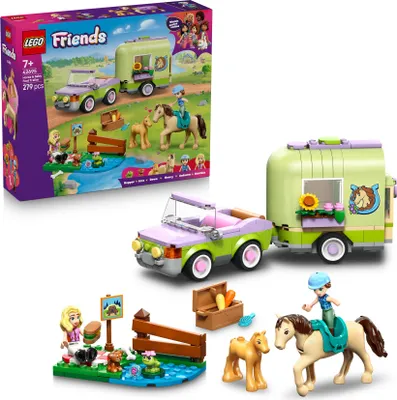 Produktbild von LEGO Friends Pferd und Fohlen mit Pferdeanhänger - Pferde Spielset mit Pflegezubehör, 4 Tierfiguren, Auto & 2 Mini Puppen - Geschenkidee zum Geburtstag für Mädchen ab 7 Jahren - 42695