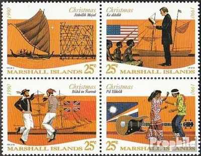 Produktbild von Briefmarken Marshall-Inseln 1990 Mi 325-328 Viererblock (kompl.Ausg.) postfrisch Weihnachten