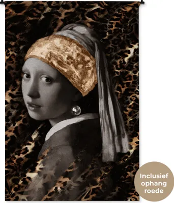 Produktbild von MuchoWow® Wandteppich Wandbehang Das Mädchen mit dem Perlenohrring - Johannes Vermeer - Gold 120x180 cm Tapisserie Dekoration Wandtuch - Schlafzimmer - Dekorationen für das Haus
