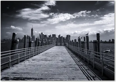 Produktbild von Tulup® Glas-Bild - 100 x 70 - Wandbild aus Glas - Wandkunst - Wandbild hinter gehärtetem Sicherheitsglas - Sehenswürdigkeiten & Architektur - New York Panorama - Schwarzweiß