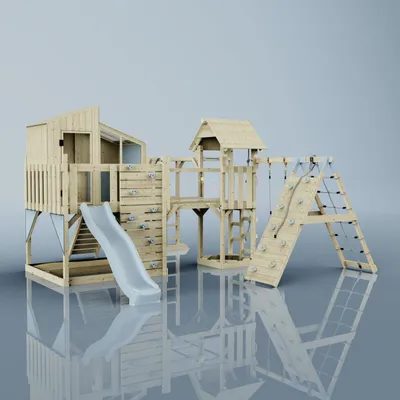 Produktbild von OutdoorToys Spielturm Tammo aus Holz in Blau Babyschaukel