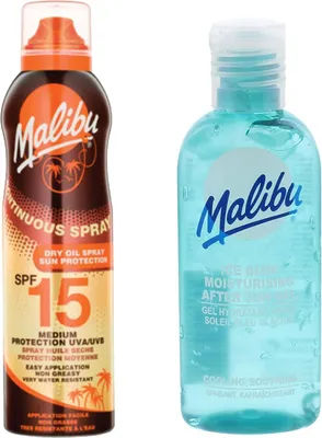 Immagine prodotto di Malibu Olio secco in aerosol SPF15 175ml + gel dopo abbronzatura 100 ml