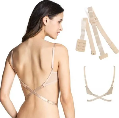 Produktbild von ASKSA BH Träger Konverter Verstellbarer BH Extender 2 Haken für Damen Lady Backless Dress, Beige