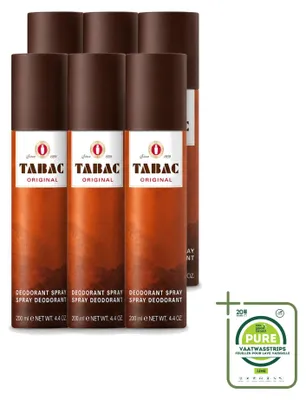 Obrázok produktu pre 6 x Tabac Original, antiperspiračný sprej na telo, 200 ml - veľké balenie - 6 kusov