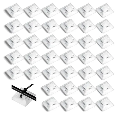 Produktbild von 100 Stück selbstklebende Klebesockel für Kabelbinder, 18 x 18 mm, Kabelhalter in Weiß für Kabelmanagement
