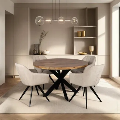 Produktbild von Zita Home Esstisch 100cm rund echtes Massivholz mit Metallgestell