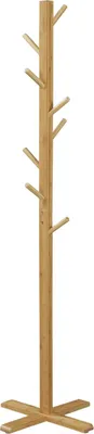 Imagen del producto de Perchero de bambú con 8 ganchos, soporte para ropa para pasillo, dormitorio, estilo natural, 49,5 x 49,5 x 178 cm