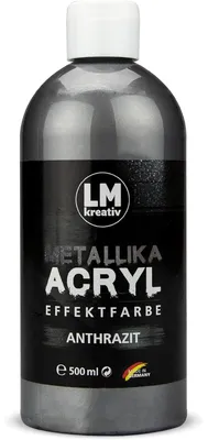 Produktbild von LM-Kreativ Metallika Acryl-Effektfarbe 500 ml, Anthrazit – hochpigmentierte Metallic-Acrylfarbe, wetterfest für innen & außen