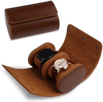 Produktbild von Zweislottenuhr Schmuckkasten Braun Vintage Edelstahl