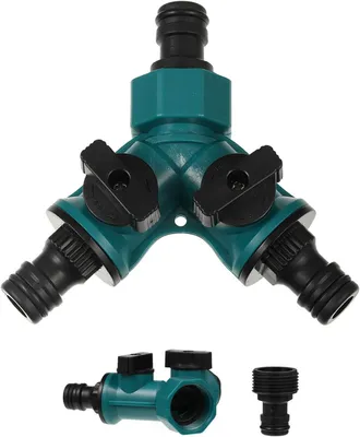 Immagine prodotto di Raccordo a "Y" a due uscite con valvola di intercettazione, 16 mm, per tubi da 9-25 mm, per irrigazione del giardino