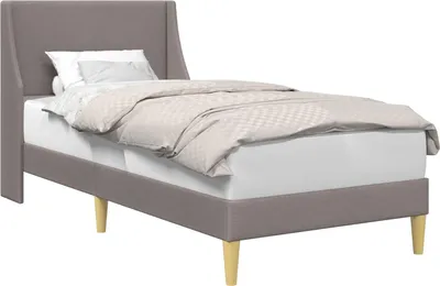 Productafbeelding van Bedframe Effen met hoofdeinde Taupe 90 x 190 cm Stof