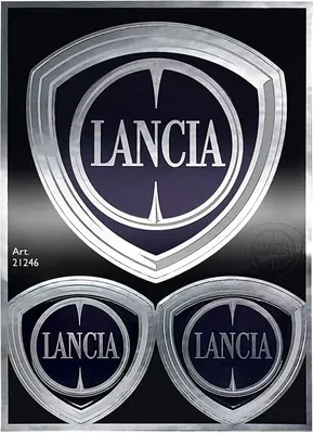 Image de Autocollant chrome Lancia Officiel 3 Logos, dimensions de la table 94 x 131 mm