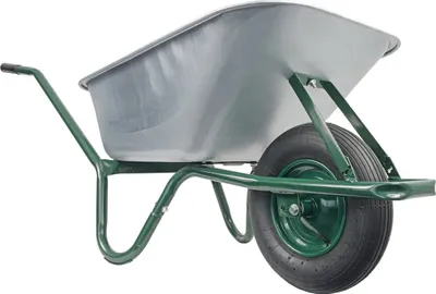 Produktbild von Matrix Schubkarre 100l Liter 250 kg Luftrad Schubkarren groß Garten Scheibtruhe Bauschubkarre | Mulde verzinkt | Metall Felge mit Kugellager | Grün