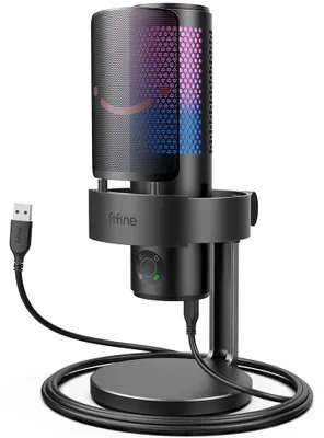 Image de Microphone à condensateur USB RGB Fifine A9 avec 4 directivités, noir