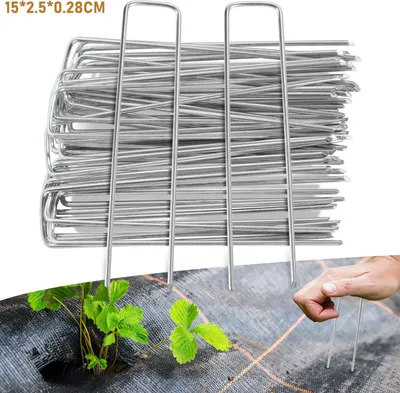 Produktbild von Faziango 200x Erdanker verzinkter Stahl 150mm x 25mm Unkrautvlies Gartenvlies Erdnägel Zeltanker Heringe Bodenanker Trampolin Zaun Garten Zelthering Kunstrasen