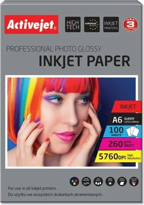 Produktbild von Activejet AP6-260GR100 Fotopapier für Tintendrucker; A6; 100 Stück  10x15