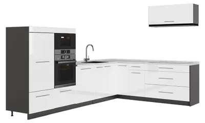 Productafbeelding van Hoekkeuken Vicco Fame-Line Wit Hoogglans/Antraciet 327 x 227 cm, WB Marmer, Model 64374