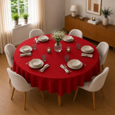 Immagine prodotto di Tovaglia Ø 160 cm per tavolo da cucina e da pranzo in rosso scuro