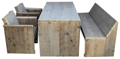 Produktbild von Gartenmöbel-Set Terschelling, Tisch 300 x 100 mit 1 Bank + 3 Stühle