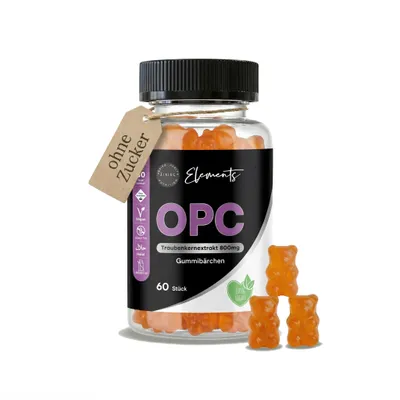 Produktbild von Asbirg OPC – Traubenkernextrakt 800 mg Gummibärchen mit Vitamin C – 60 Stück – Hochdosiert, Vegan, Glutenfrei, Halal – Zellschutz & Immunsystem