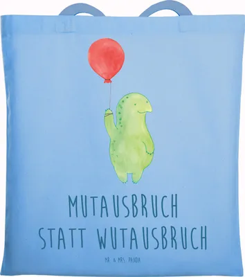 Produktbild von Mr. & Mrs. Panda Schultasche Schildkröte Luftballon - Sky Blue - Geschenk, Schildkröten, Motivationsspruch, Tasche, Laptoptasche, Tragetasche, Motivation, Tote Bag