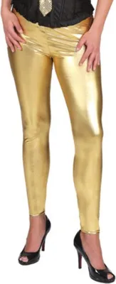 Produktbild von Goldene metallische Glanz Leggings für Disco- und Karnevalsparty, Größe L/XL