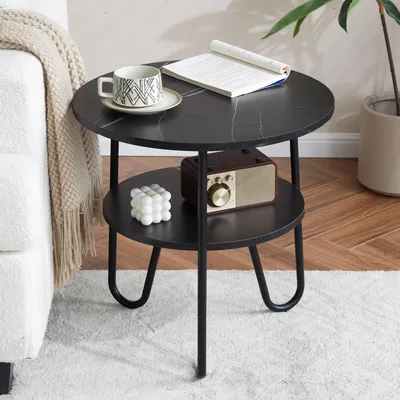 Productafbeelding van Omgoods - Moderne Ronde Salontafel met 2 Planken
