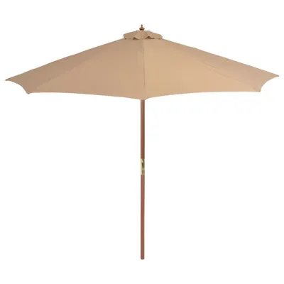 Image de vidaXL Parasol avec mât en bois 300 cm Taupe