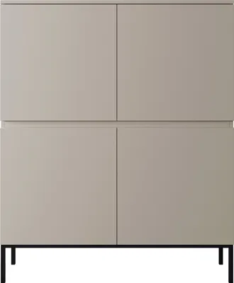 Image de Selsey Highboard Bemmi - Commode haute 4 portes, beige avec pieds noirs, 100 cm