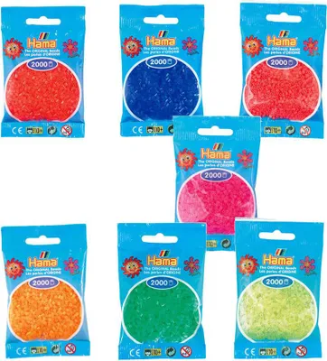 Produktbild von Hama Set mit 14.000 Mini-Bügelperlen neon