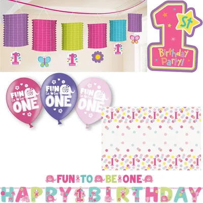 Produktbild von 1. Geburtstag Mädchen Deko rosa Party Set Dekoration Partyartikel
