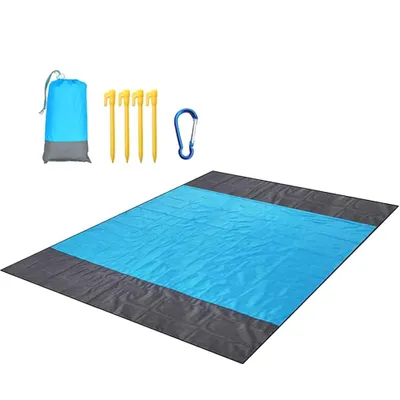 Obrázek produktu pro Voděodolná pikniková deka - 210 x 200 cm Plážová deka Pikniková deka Malá deka odpuzující písek Lehká kempingová deka pro 3-4 osoby se 4 kolíky (tři barvy)