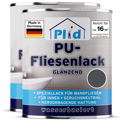 Produktbild von Plid Fliesenlack 1,5L Anthrazitgrau glänzend – Fliesenfarbe für Wandfliesen in Küche & Bad, hohe Deckkraft, ca. 16m²