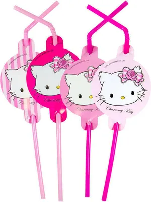 Produktbild von Strohhalme Trinkhalme Charmmy Kitty 8 Stück rosa-pink 24cm - Einheitsgröße