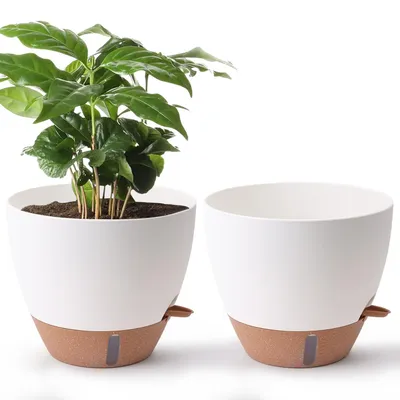 Selbstbewässernde Blumentöpfe 30 cm, Weiß, 2er-Set