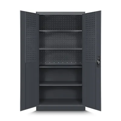 Produktbild von Jan Nowak Werkzeugschrank Werkstattschrank Garagenschrank Universalschrank Lagerschrank Pulverbeschichtet Flügeltüren Stahlblech 180x90x50cm anthrazit