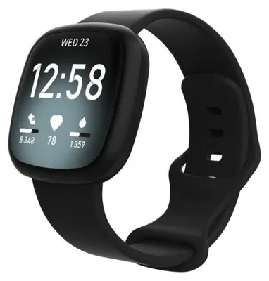 Produktbild von By Qubix passend für Fitbit Versa 3 & 4 / Sense 1 & 2 Sportarmband - Schwarz - Größe: S/M
