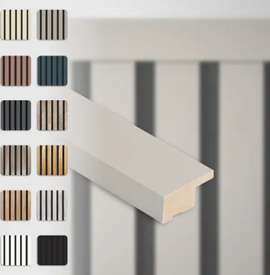 Produktbild von HEXIM Abschlussleiste 275x2,7cm passend für unsere Akustikpaneele - flexible Lamellenwand Holz MDF Wandpanelee Lamellenverkleidung Wandverkleidung (1 Abschlussleiste Sandgrey - APA02)