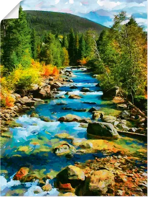 Produktbild von ARTland Poster Fluss im böhmischen Gebirge Größe: 60x80 cm