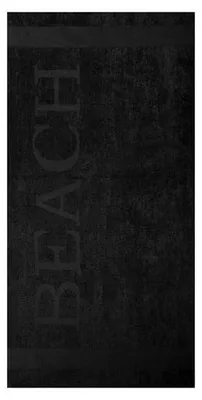 Image de Serviette de plage en coton - Douce et extra grande - Noire, 100x200 cm