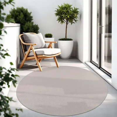 Produktbild von TT Home Teppich Für Outdoor Küchenteppich Balkon Terrasse Unifarbenes Design Modern Größe 200 cm Rund